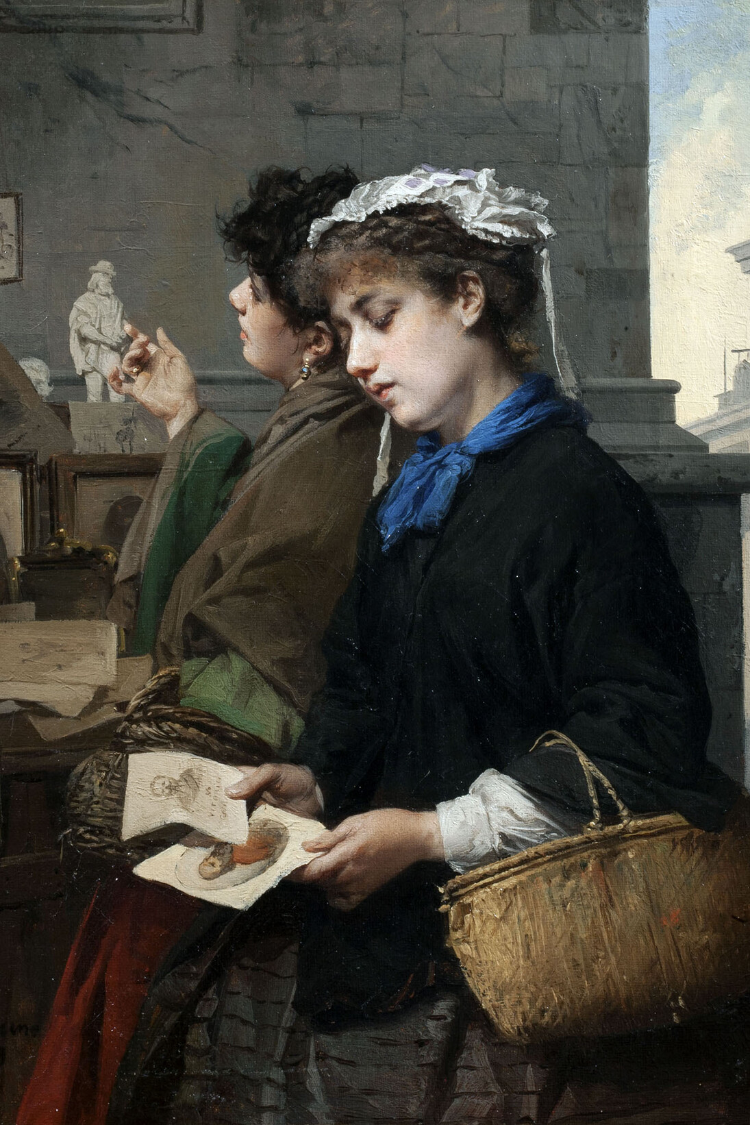 Domenico Induno, Vecchia Milano, Il banco dell'antiquario, olio su tela 40 x 32 cm