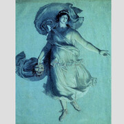 Wilhelm von Schadow (Berlin 1788-1862 Düsseldorf), Die Muse der Schauspielkunst (The Muse of Dramatic Art), after 1802; rose, yellow and white chalks, with traces of sanguine, on blue paper, 63.5 x 49.5 cm. State Academy Collection / Sammlung der Kunstakademie (NRW)