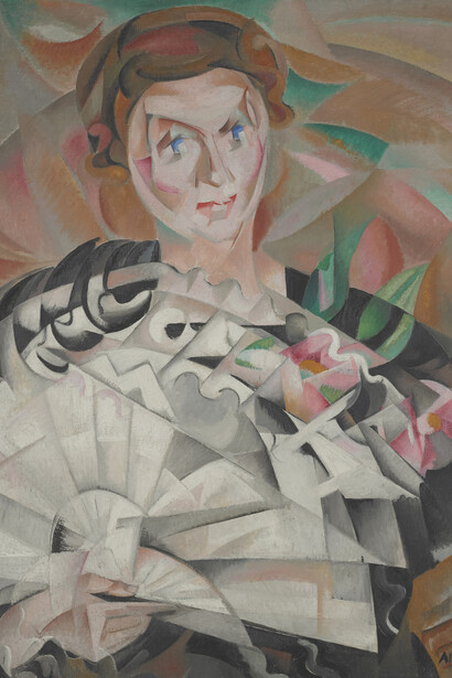 Alice Bailly, Jeu d‘éventail ou Femme à l‘éventail. Portrait de Louisa Bally, soeur de l‘artiste, 1913. Mit freundlicher genehmigung des Kunsthauses Zürich