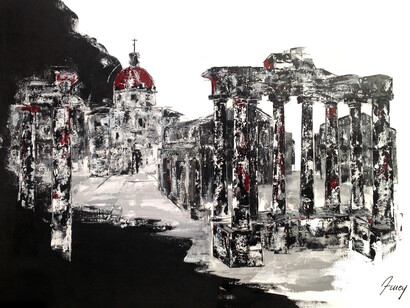 Amey, Forum, 2014, acrylic on canvas, 100 x 150 cm, Courtesy Bouillon d'Art, France