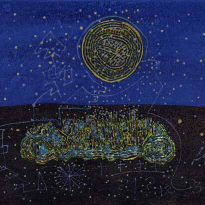 David Syre, Nooksack Harvest Moon, 2018, acrylic on paper