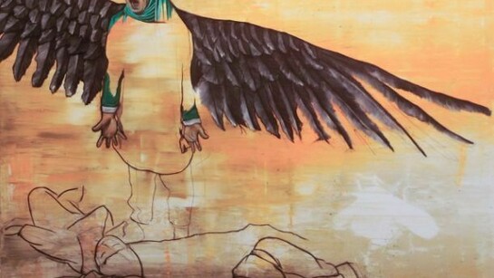Christian Bazant-Hegemark, Pieta, Öl, Kohle auf Leinwand, 2012, 200x150cm