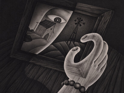 Angela Fang Zirbes, Looking at picture frame, 2024. Courtesy of Hashimoto Contemporary