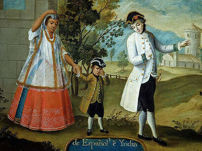 Miguel Cabrera 1695-1768, hombre español cortejando a una nativa