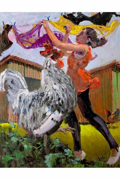 Cock a doodle do, 2014, Oil on linen, 144 x 110 cm, © Kevin Sinnott, courtesy of Flowers Gallery