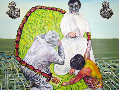 Raphaëlle Ricol, Alexandre au Pays des merveilles, 2014, Huile sur toile, 160 x 200 cm