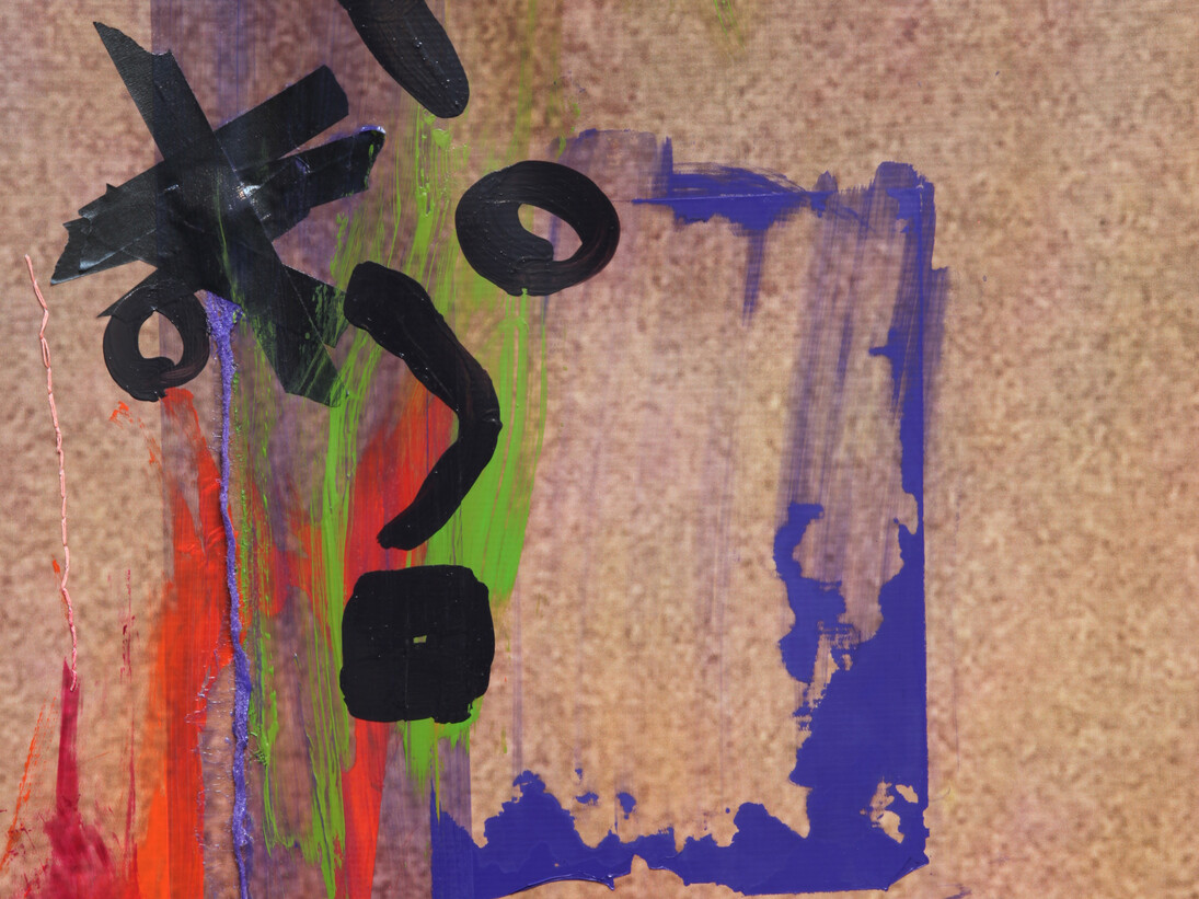 Jessica Stockholder, Palpable Glyphic Rapture (detail), 2014, Vinyl photographic poster, yarn, stone, acrylic paint,
plastic attachments, rivets, black tape, 106.5 x 39.5 x 10 cm, Courtesy of the artist and Galerie Nathalie Obadia,
Paris/Bruxelles