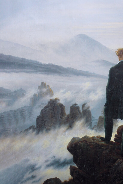 Caspar David Friedrich, El caminante sobre el mar de niebla (detalle), c. 1817