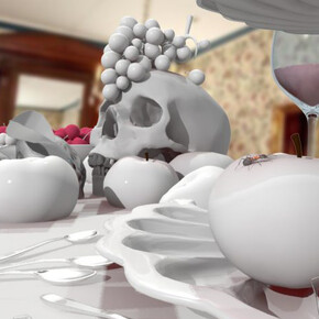 The seeing glass, 2017. Troy Richards (born 1969) and Knut Hybinette (born 1972). VR simulation, 5 min. Courtesy of the artists. © Troy Richards and Knut Hybinette. Music by Clint Borzoni.