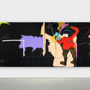 Mary Lovelace O'Neal, Kiss My—Watermelon Lollipop, 2021–2023. Acrylic and mixed media on canvas, 7 x 20 feet (Quadriptych 4). Courtesy of the artist and Marianne Boesky Gallery