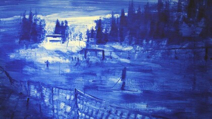 Tina Sgrò, "Alba sui monti", acrilico su tela, 120x160, 2014