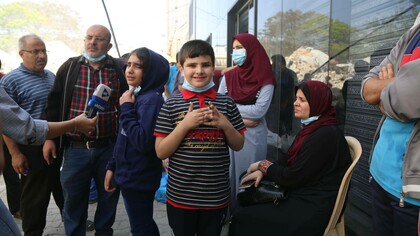 A child being interviewed in the Gaza strip