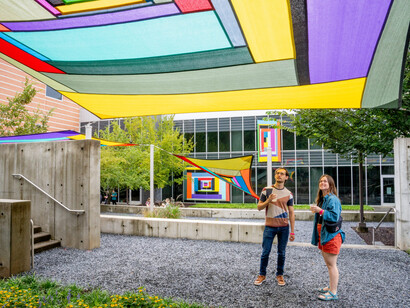 Rachel Hayes, Looking through a sewn sky, exhibition view. Courtesy of the Georgia Museum of Art