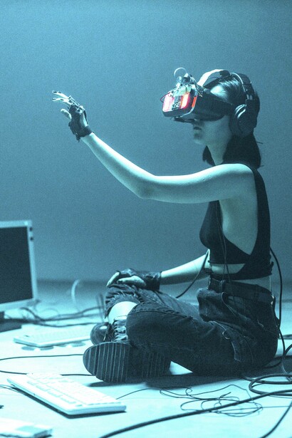 Woman engaging with virtual reality