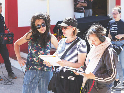 With Barbara Enrichi, backstage of Maybe It's Just Seasickness, photo Irene Saccenti