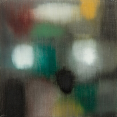 Bleckner, Ross, Untitled 3620, 2002, oil on linen, 18x18in. Courtesy Sargent's Daughters and Mary Boone Gallery.