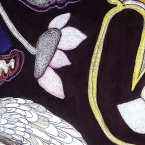 Jogen Chowdhury, Swan and lotus love, 2023. Courtesy of Dhoomimal Gallery