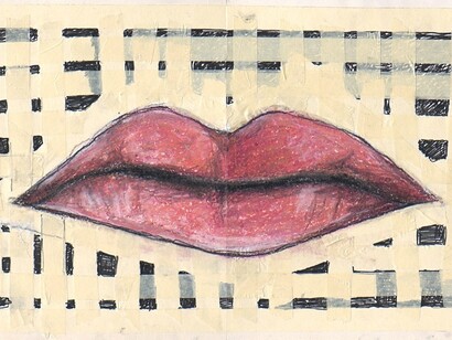 La bouche, technique mixte sur papier, 28 x 71 cm, 2014