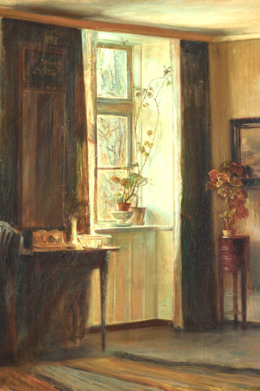 Carl Holsøe, Interior con la esposa del artista en la ventana (detalle)