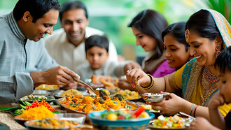 An indian family eating together
