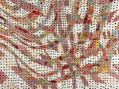 Nayda Collazo-Llorens, Locus Rackets Hypnotic #7, 2014, Mixed media on canvas, 46 x 70 inches, Courtesy of LMAKprojects, NY
