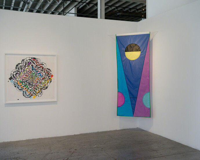 Ghost Flags and Flower Paintings, Exhibition view. Courtesy of Gallery 16