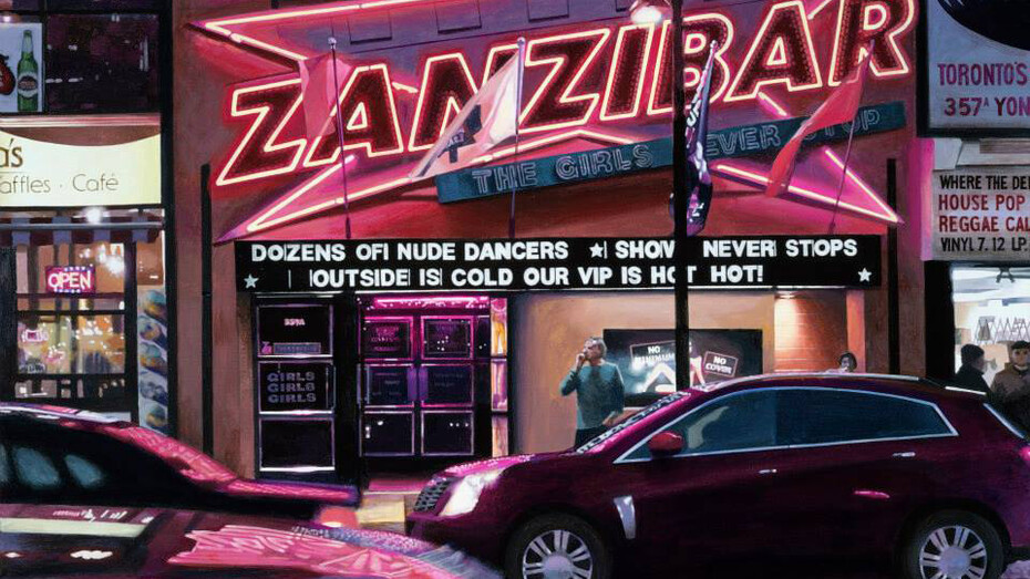 Tad Suzuki, Club Zanzibar: Neon Studies, 2014, Acrylic on canvas, 61 cm x 76 cm