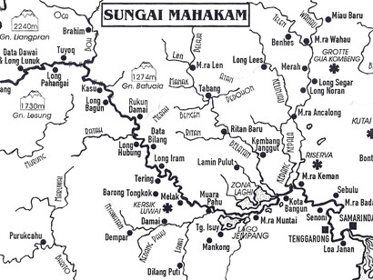 Mappa del Kalimantan disegnata da Giò Barbieri