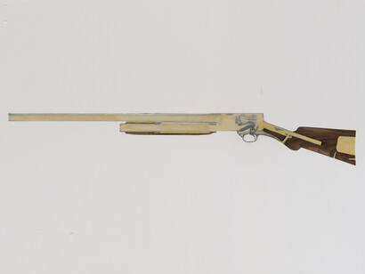Oliver Beer, Browning Auto 5 (Offside), 2014, Half shotgun, resine, paint. To be sectioned and immersed
unique