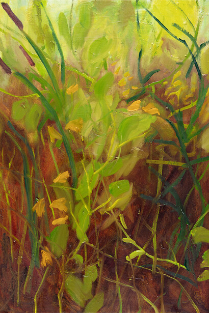 Rachelle Krieger, Cattails, jewelweed and detritus, I, 2023. Courtesy of Susan Eley Fine Art Gallery