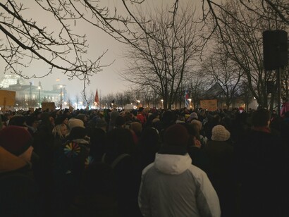 Protest in front of the Federal Chancellery in Berlin demanding an application to ban the far-right AFD party in January 2024