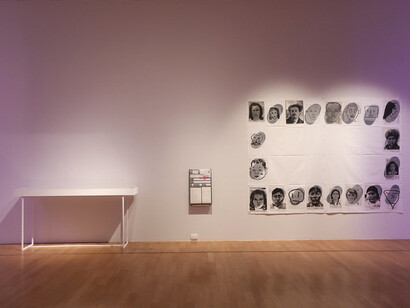 Eugenio Dittborn, Stories of the face, exhibition view. Courtesy of Museo Nacional de Bellas Artes
