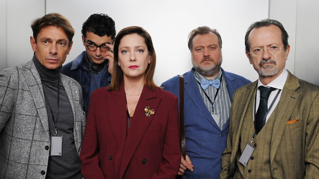 Il cast del film "Sotto a chi tocca", diretto da Giorgio Pasotti. Con Stefano Fresi, Giacomo Giorgio, Giovanna Mezzogiorno, Rocco Papaleo, Giorgio Pasotti