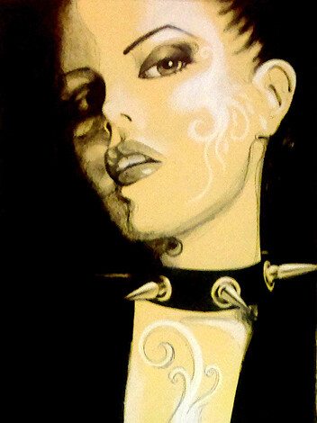 Diego Toscani, J. Ann, tecnica mista su carta. Dettaglio