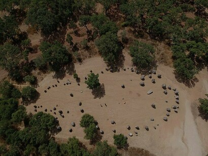 Vista aérea de Cromeleque dos Almendres, Portugal