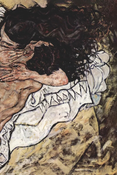 Egon Schiele, El abrazo (Amantes II), 1917 (detalle)