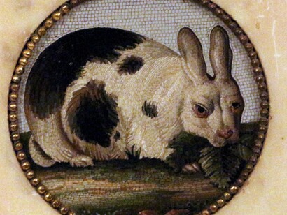 Giacomo Raffaelli - caminetto con inserti in micromosaico, XIX sec., coniglio