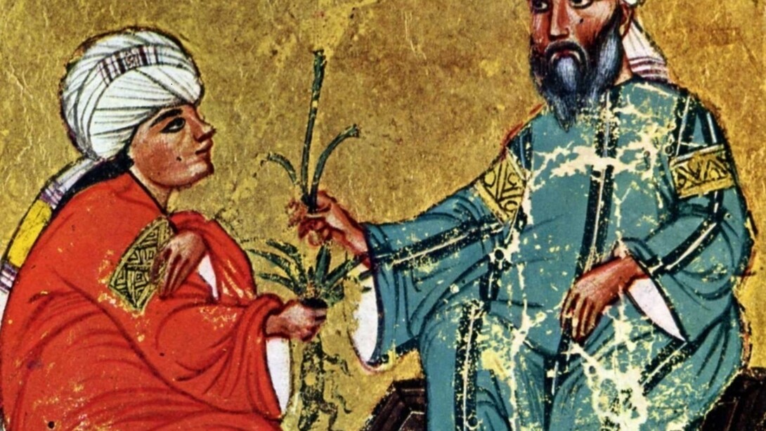 Dioscoride e uno studente di materia medica. Irak o Syria.