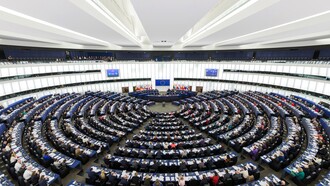 L'Emiciclio del Parlamento Europeo, nella sede di Strasburgo, Francia