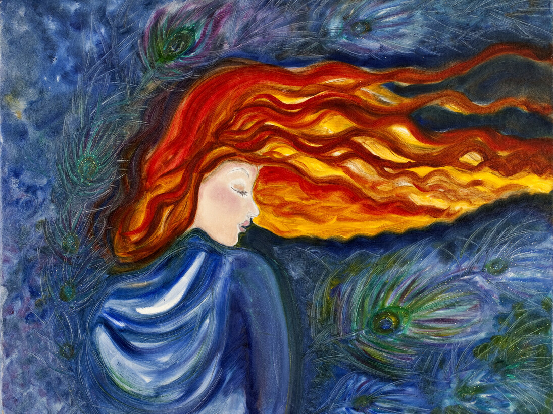 AnnaMaria Critelli, Daydreamer, Oil & Acrylic with, Mixed Media on Canvas, 24" x 30"