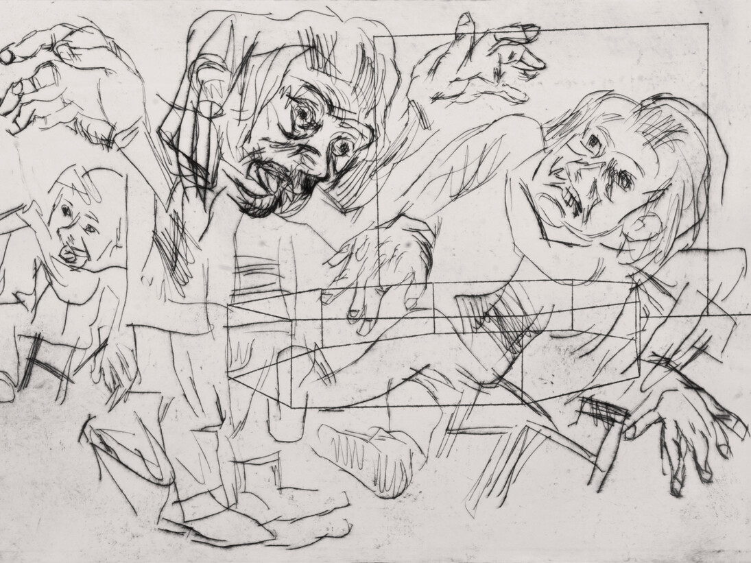 Jaime Valtierra, Adolfa s Cave, Second, 2014, Drypoint and Monoprint on paper