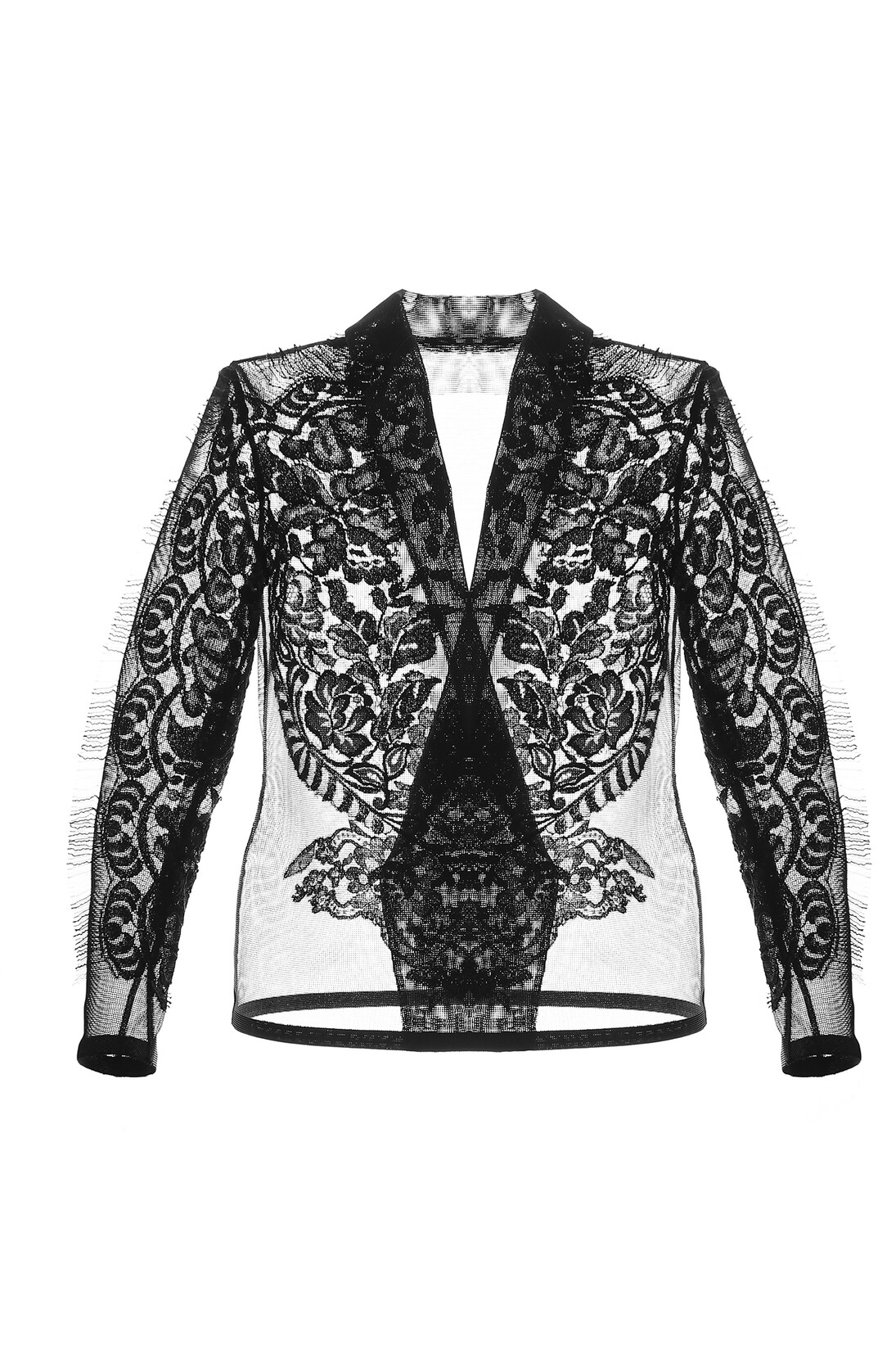 Mal Burkinshaw, Tailored Jacket using Sophie Hallette Lace. From Silhouettes en Dentelle – Series 1 (Lace Silhouettes – Series 1), 2013-14, Photography by Stuart Munro