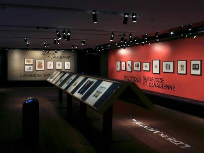 Aislin: 50 Years of Cartoons, Exhibition view. Courtesy of McCord Museum