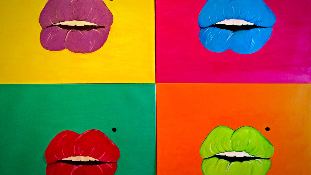 JCK, Kiss Me, Acrylic on Canvas, 36” x 48”, Courtesy of Agora Gallery