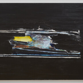 Blackwater, 2019-2020. acrylic, collaged canvas and canvas webbing on linen. 70 7/8 x 43 1/4 inches (180 x 110 cm). Courtesy the artist and Peter Blum Gallery, New York.