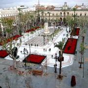 La Plaza Nueva de Sevilla se prepara para recibir una nueva edición de la Feria del Libro