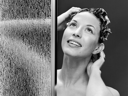 Christopher Williams, Model #105M – R59C / Keystone Shower Door / 57.4 × 59˝ / Chrome/Raindrop / SKU #109149 / #96235. 970 – 084 – 000 / (Meiko) / Vancouver, B.C / April 6, 2005 (No. 1). 2005. Gelatin silver print. Paper: 16 x 20″ (40.6 × 50.8 cm); framed: 29 15/16 x 37 3/8″ (76 x 94.9 cm). The Museum of Modern Art, New York. Acquired through the generosity of the Contemporary Arts Council of The Museum of Modern Art © Christopher Williams