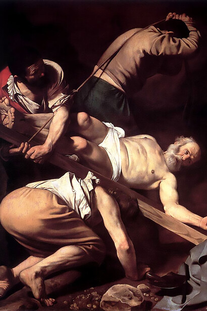 Crucifixion of St. Peter, painting by Caravaggio 1601