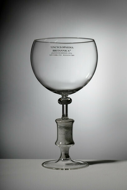 Antonio Riello, Ashes to Ashes, Encyclopaedia Britannica, 2009, borosilicated glass and book ashes, 40 x 12 x 12 cm, Courtesy Fondazione Berengo