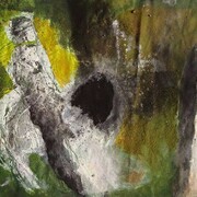 Margareth Dorigatti, Erlkönig, 2013, Mischtechnik auf Papier auf Leinwand, Tecnica mista su carta intelata, 40 x 50 cm